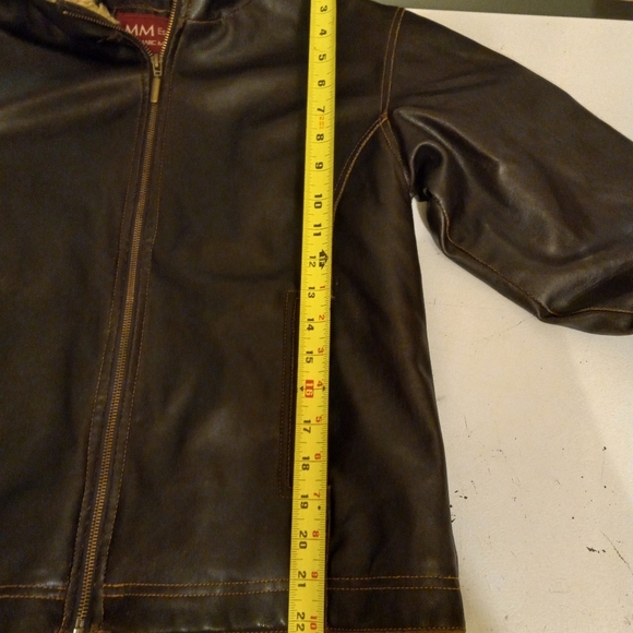 MM Essentials Marc Mattis Hoodie Jacket Brown Faux Leather Quilti edSize S/38 - Picture 9 of 10